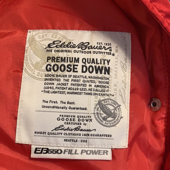 Eddie Bauer EB550 Premium Goose Down Puffer Vest Red Size Large - Picture 8 of 11